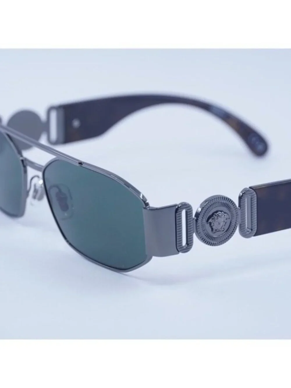 Versace VE2287 100171 Sunglasses Gunmetal Rectangle Frame, Grey Lenses